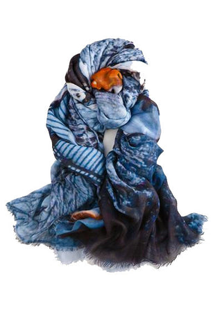 Elina blue silk scarf