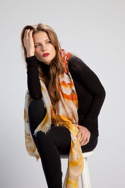 Fleur Jaune - Designer Luxury scarf by Sheila Johnson Collection